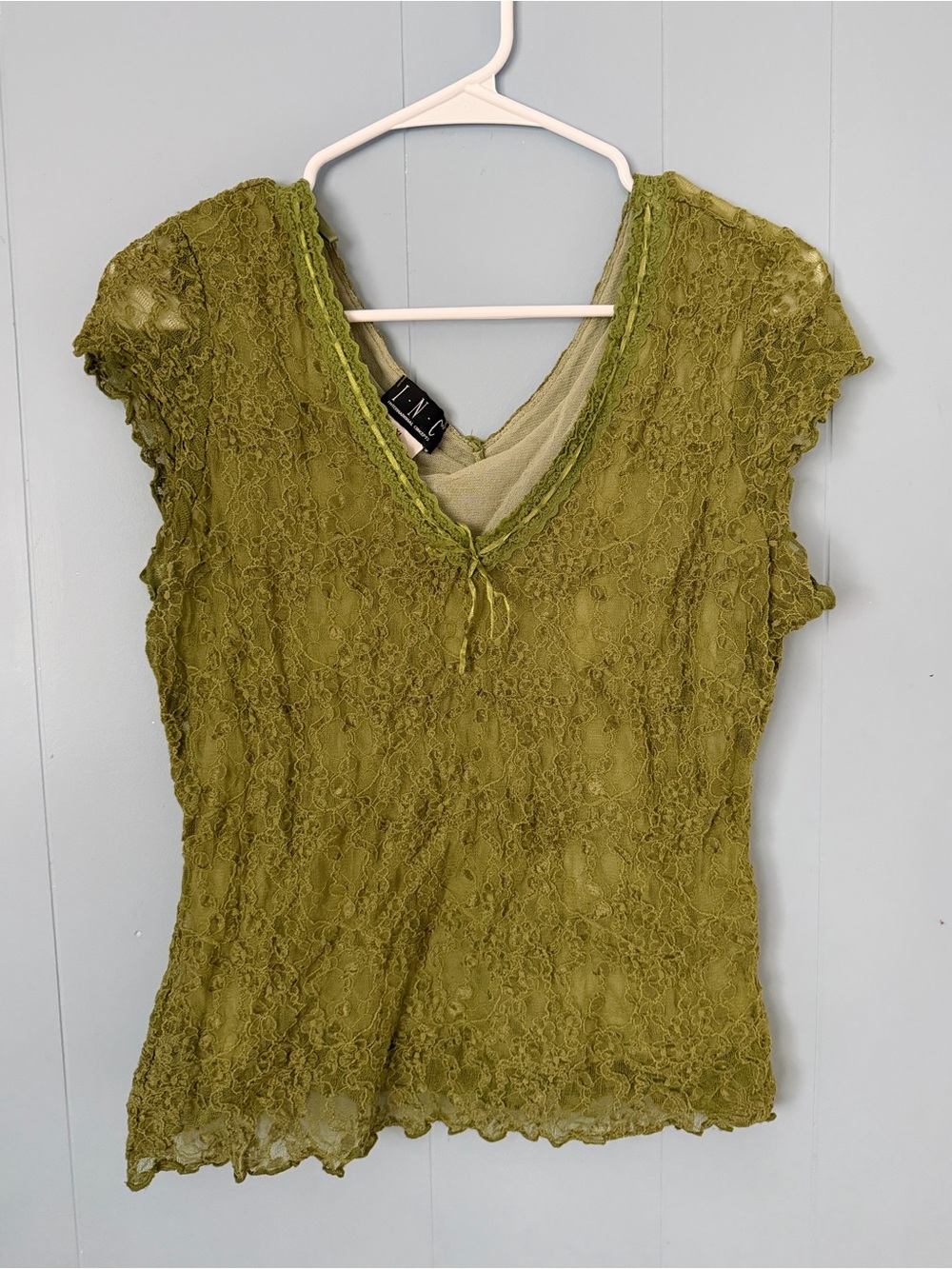 Vintage Green Lace and Mesh Top
